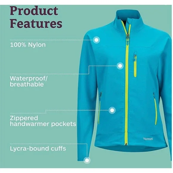 Marmot Womens Tempo Active‎ Jacket Blue Sea Waterproof Adventure Sz Medium EUC - Picture 3 of 16